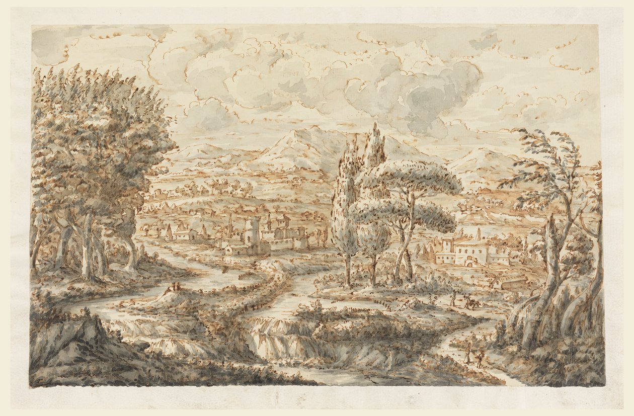 绘画，山谷，1750-70 年 作者 卡洛·马尔基奥尼