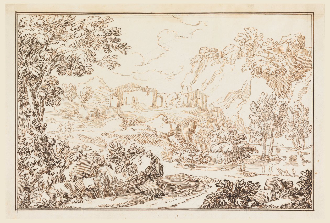 素描，风景，1770-86 年 作者 卡洛·马尔基奥尼