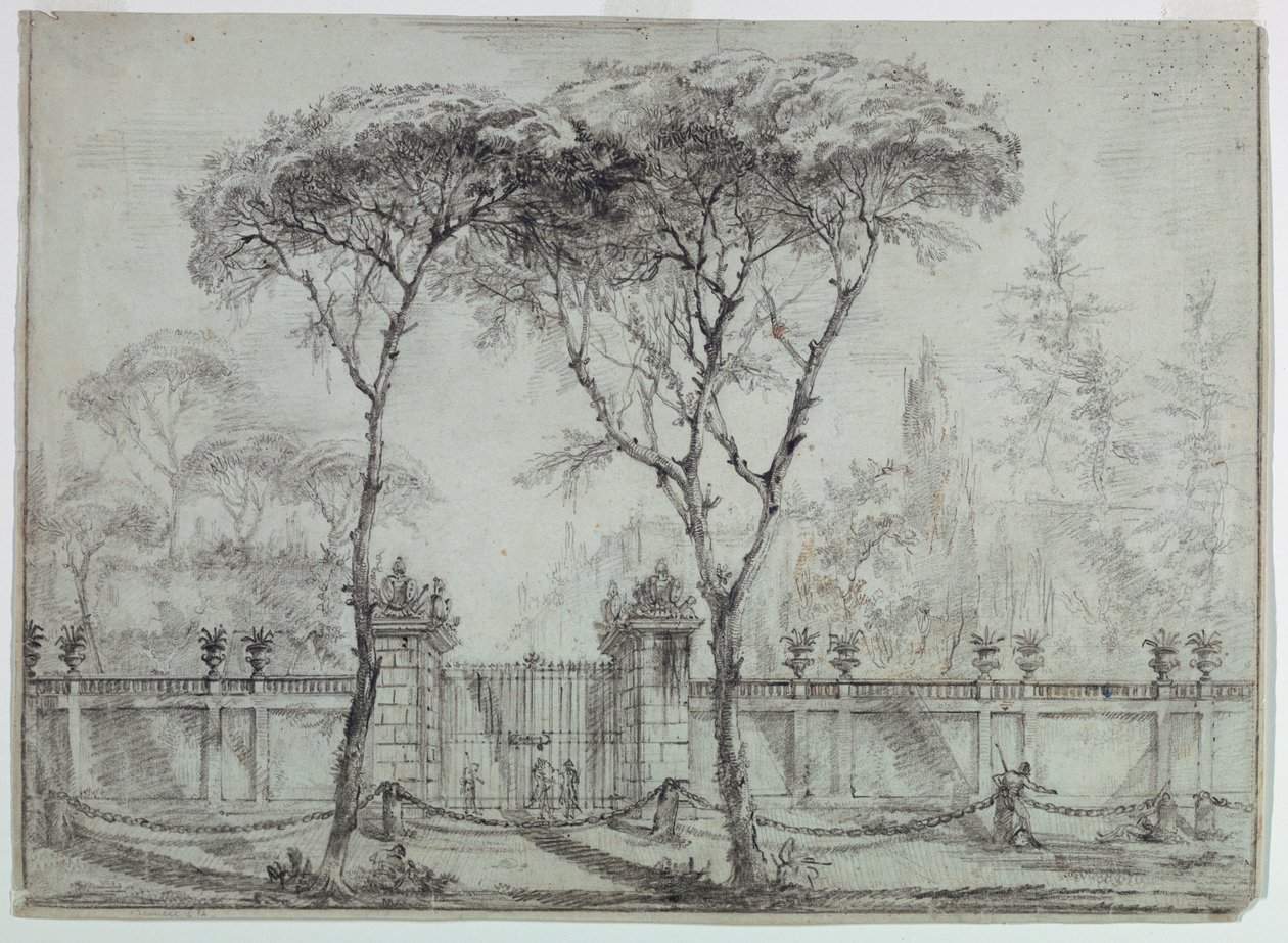 素描，别墅大门，1770-1786 年 作者 卡洛·马尔基奥尼