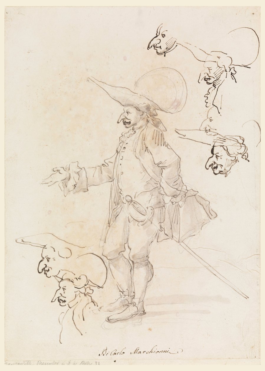 素描，漫画，约 1725-75 年 作者 卡洛·马尔基奥尼
