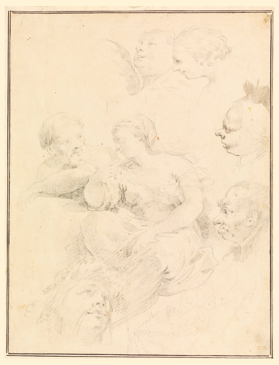 素描，人物素描，1775 年 作者 卡洛·马尔基奥尼