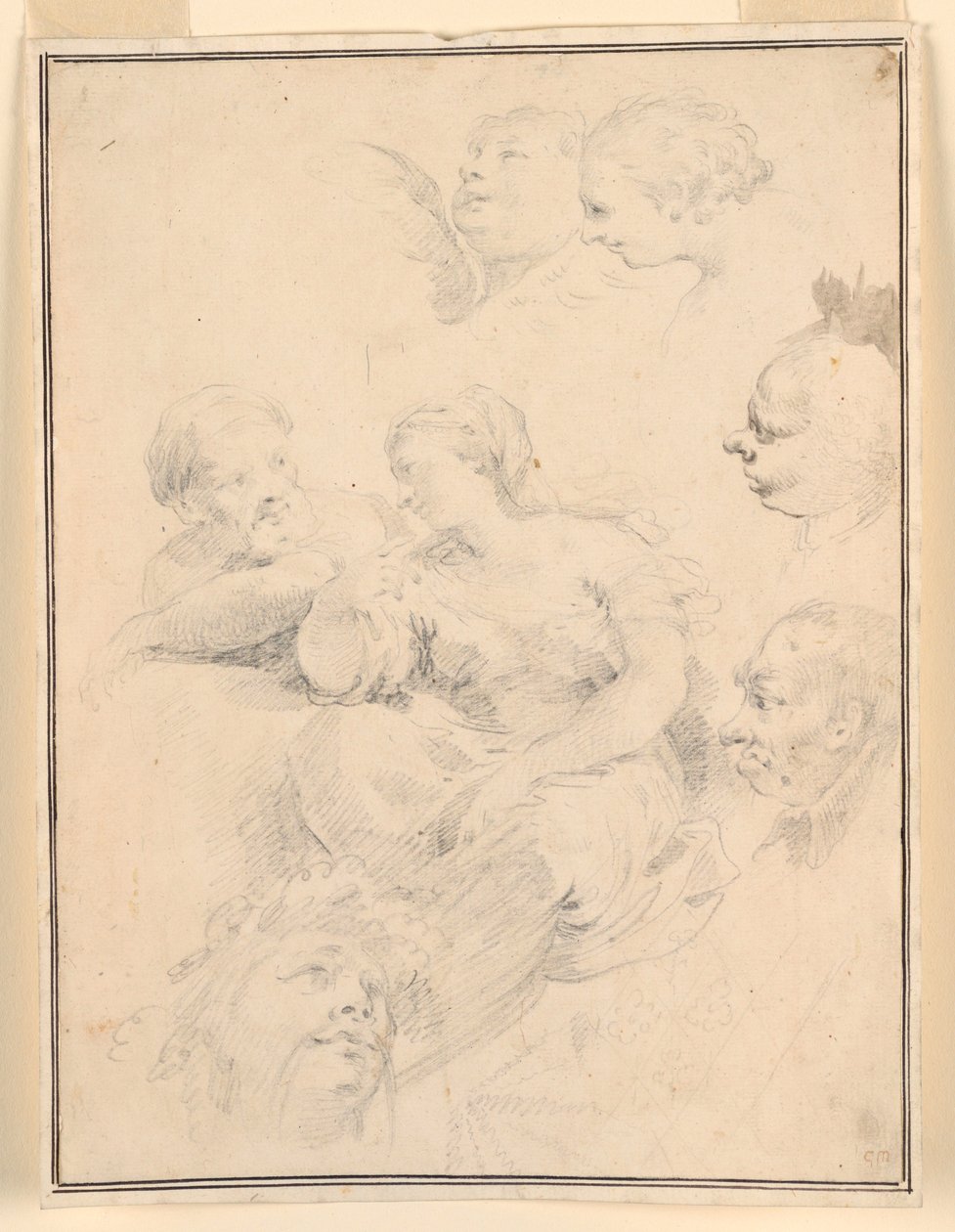 素描，人物素描，1775 年 作者 卡洛·马尔基奥尼