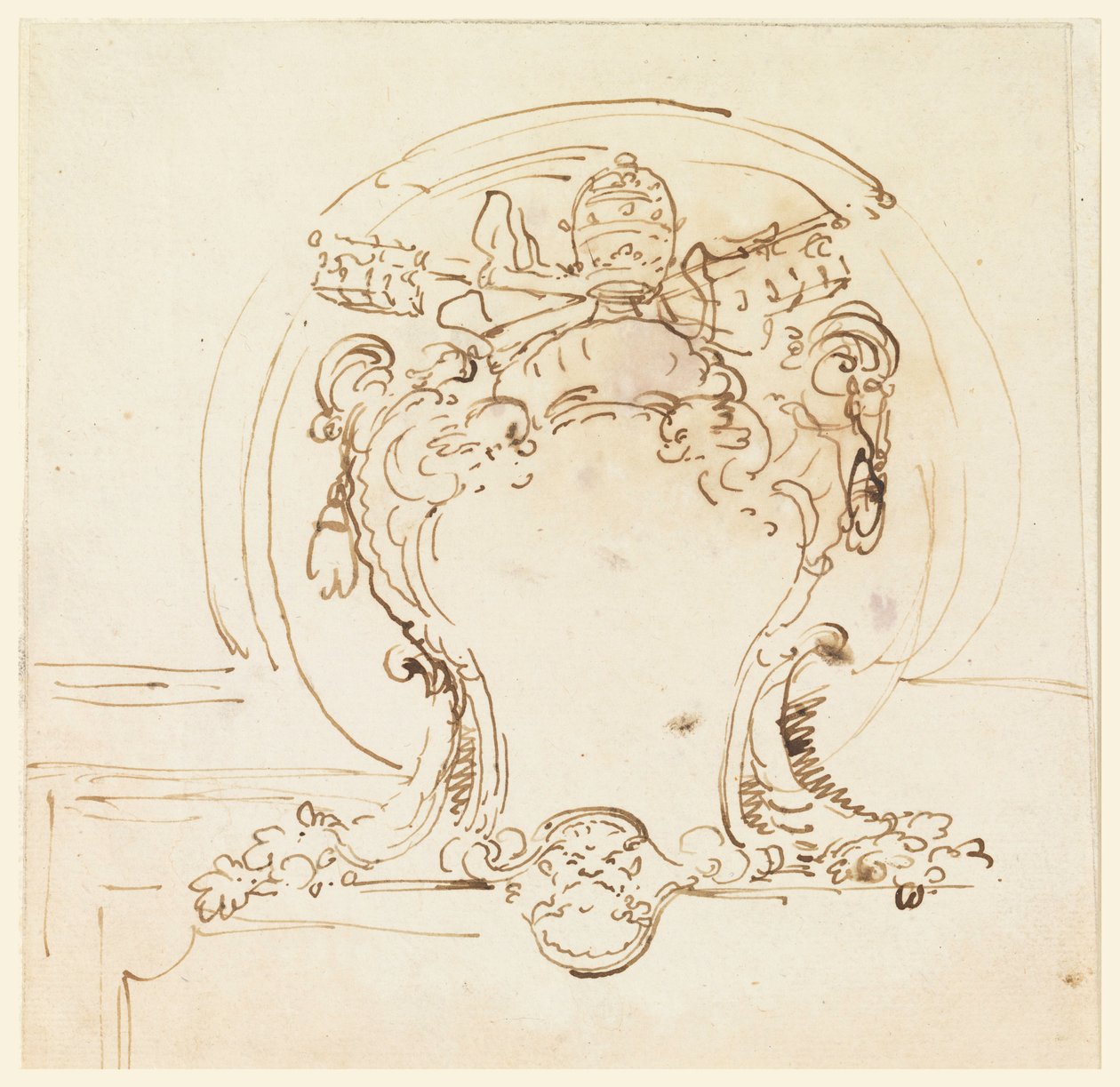 绘图，教皇护额，1740-58 年 作者 卡洛·马尔基奥尼