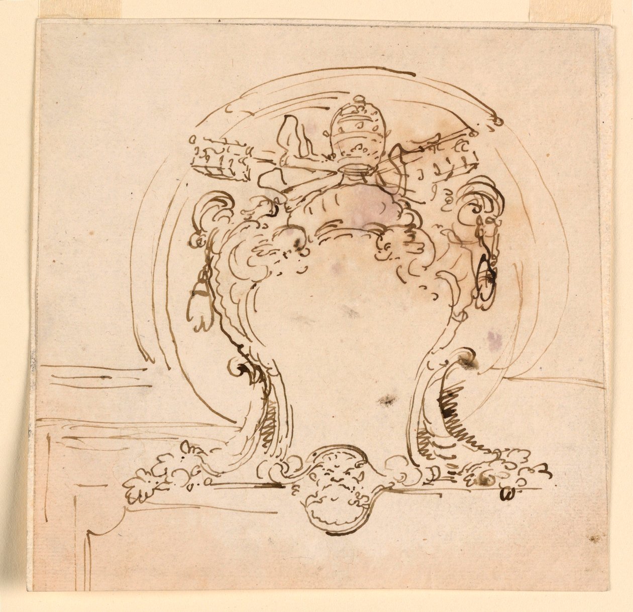 绘图，教皇护额，1740-58 年 作者 卡洛·马尔基奥尼