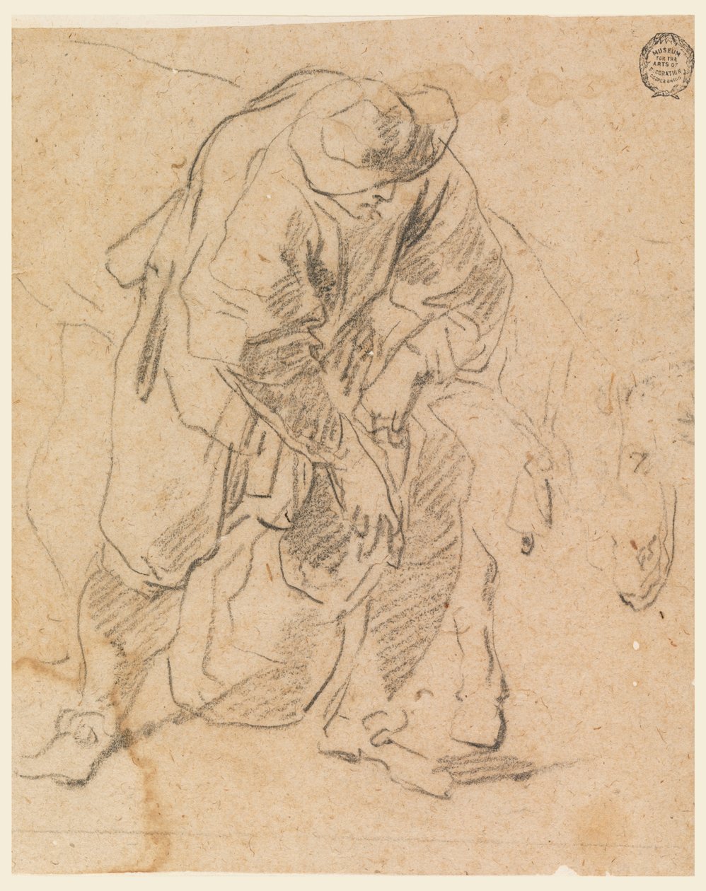 素描，提包的农民，1728-78 年 作者 卡洛·马尔基奥尼
