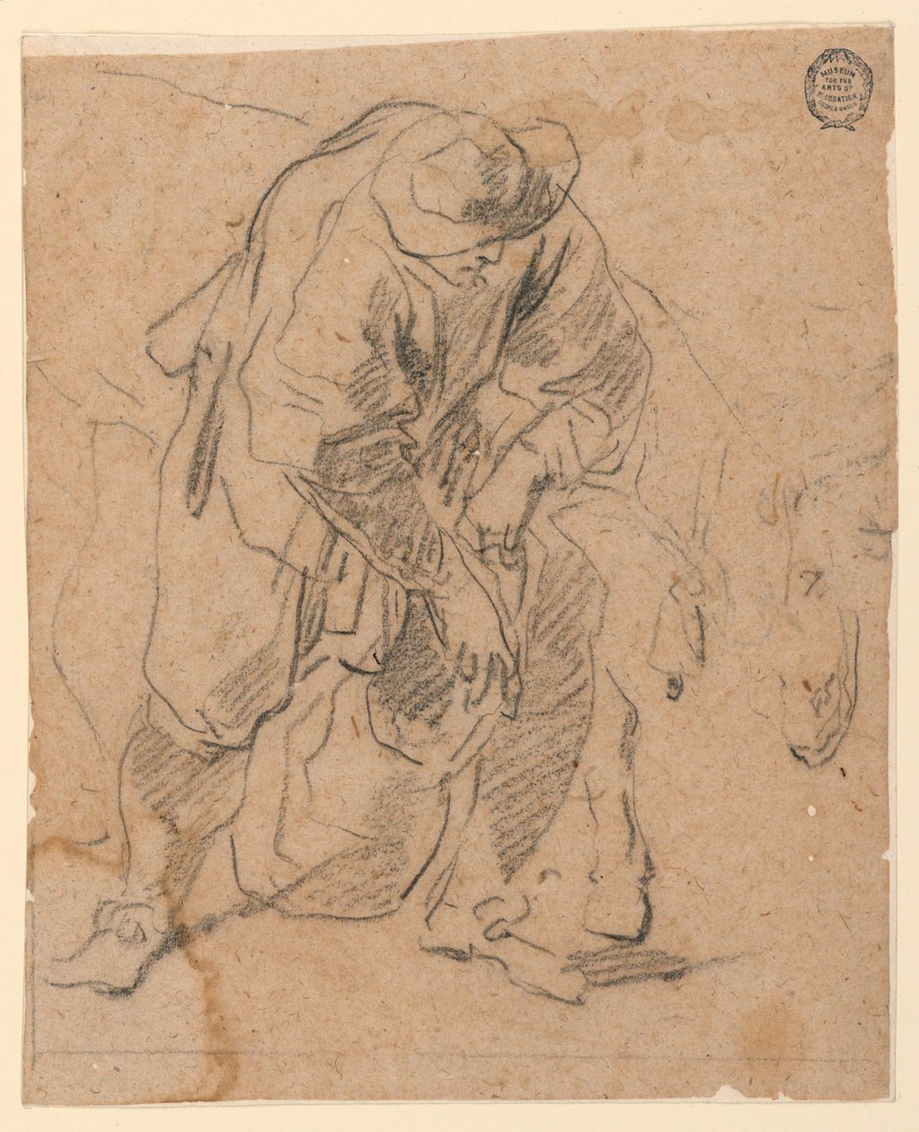 素描，提包的农民，1728-78 年 作者 卡洛·马尔基奥尼