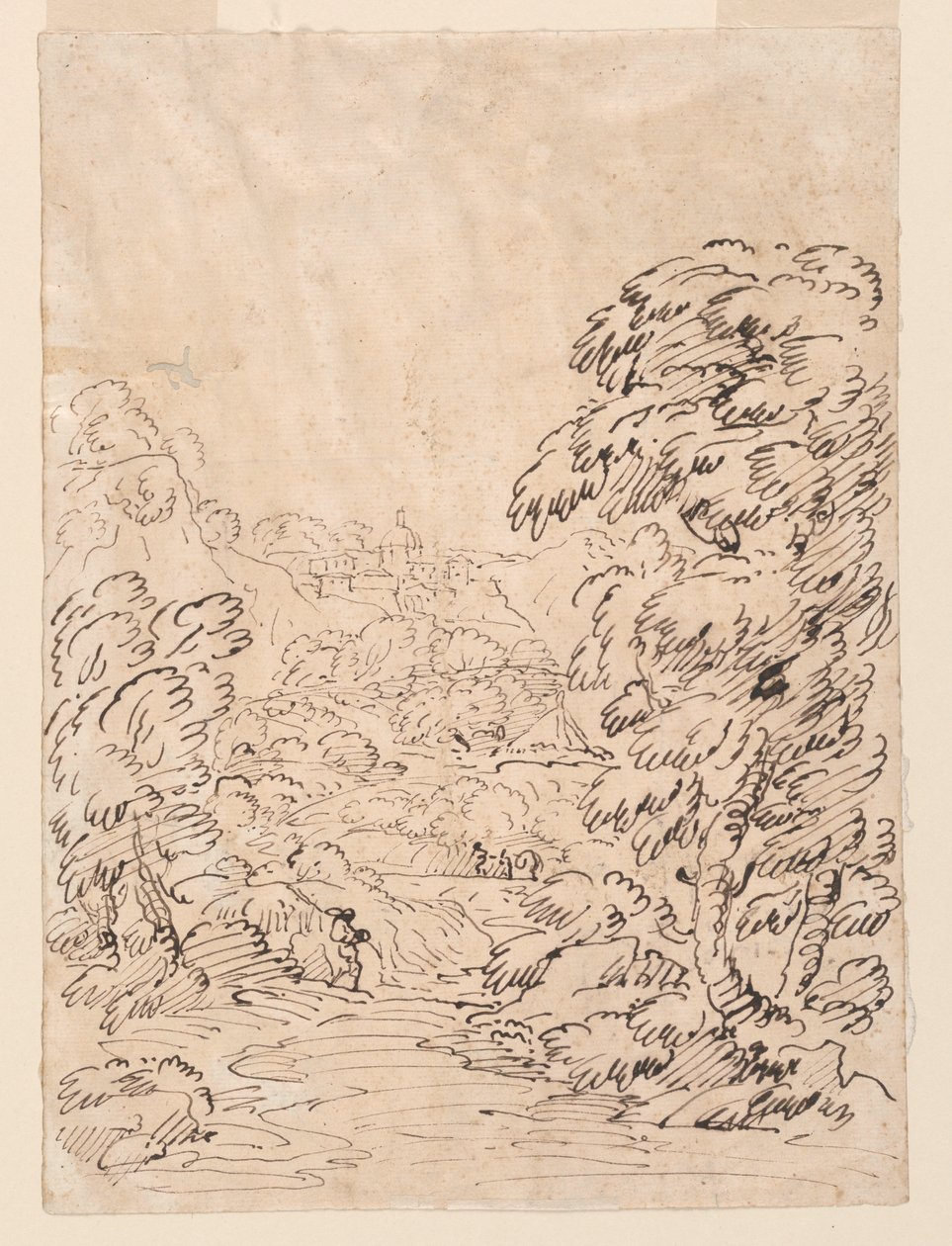 绘图，通往山区小镇的道路，1750-1786 年 作者 卡洛·马尔基奥尼