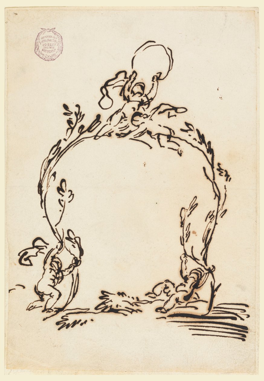 素描，图案草图，1760-80 年 作者 卡洛·马尔基奥尼