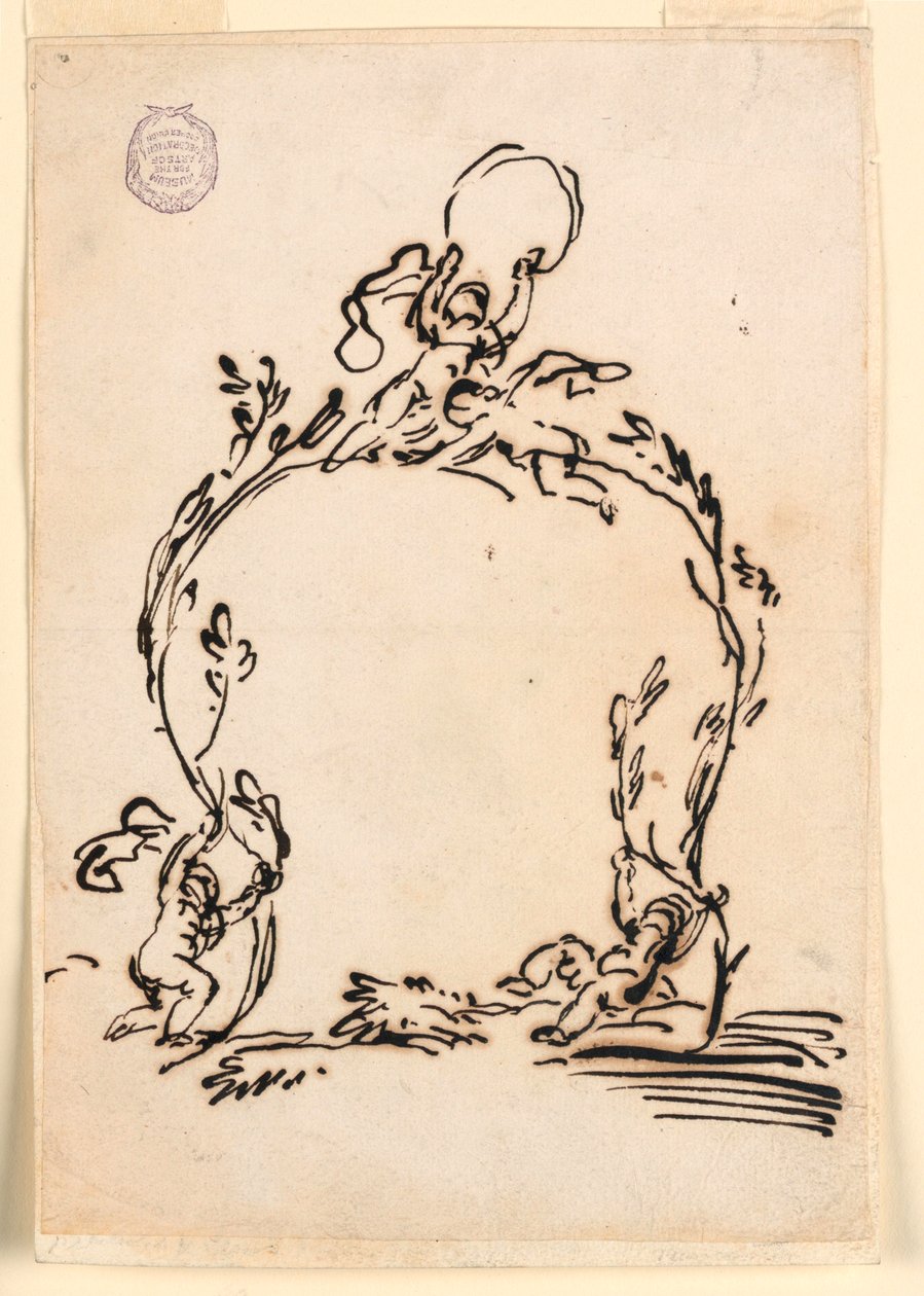 素描，图案草图，1760-80 年 作者 卡洛·马尔基奥尼