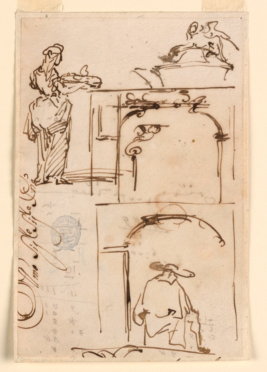 素描，速写，1725-50 年 作者 卡洛·马尔基奥尼