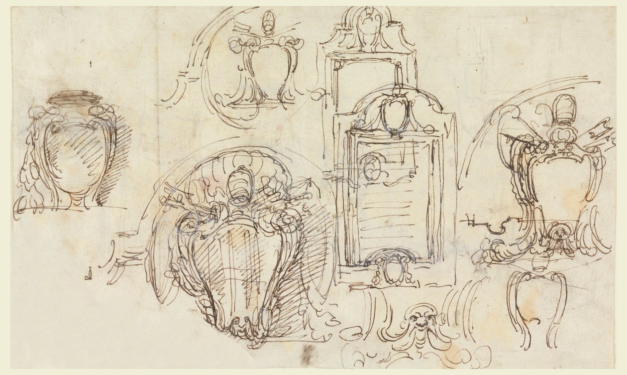 素描，速写，1740-58 年 作者 卡洛·马尔基奥尼