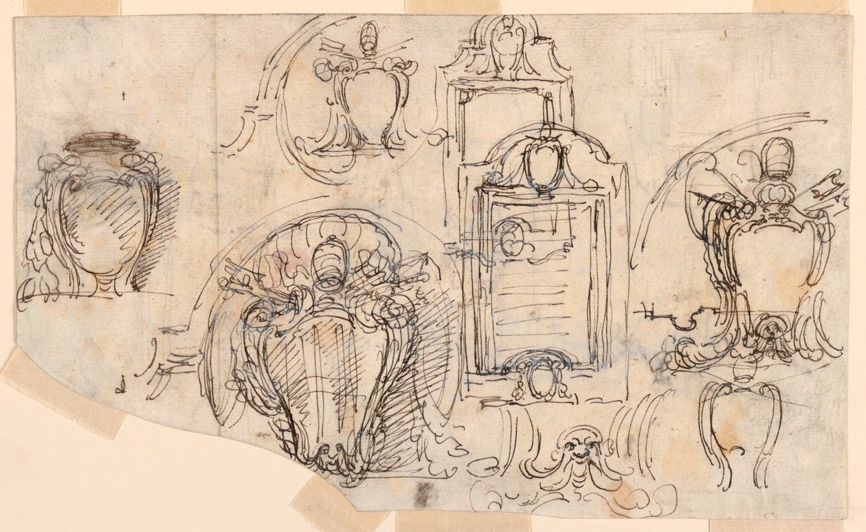 素描，速写，1740-58 年 作者 卡洛·马尔基奥尼