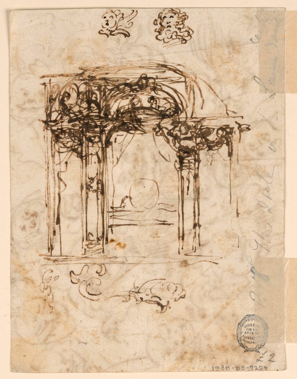 素描，头部研究，1760-80 年 作者 卡洛·马尔基奥尼