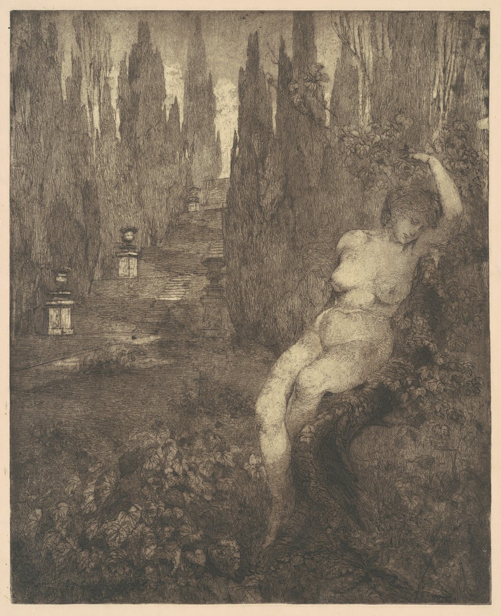 在公园里睡觉的裸体女人[Naked Woman Asleep in the Park]。 作者 卡罗·保罗·阿加齐
