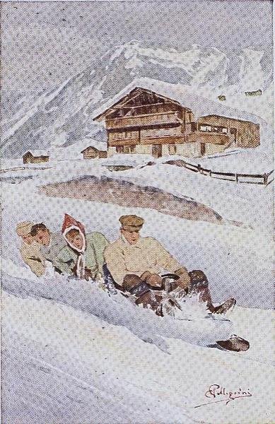 四人雪橇(彩色平版印刷) 作者 卡罗佩莱格里尼