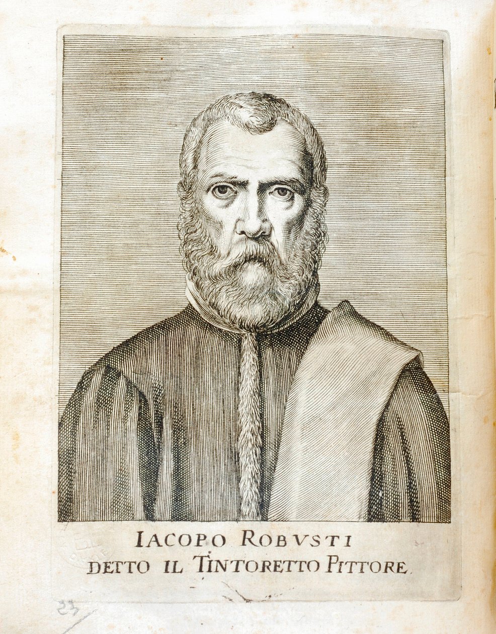 Jacopo Robusti dit le Tintoret (Tintoretto) (1518-1594) 的肖像 意大利画家 Carlo Ridolfi 雕刻的“Maraviglie dell