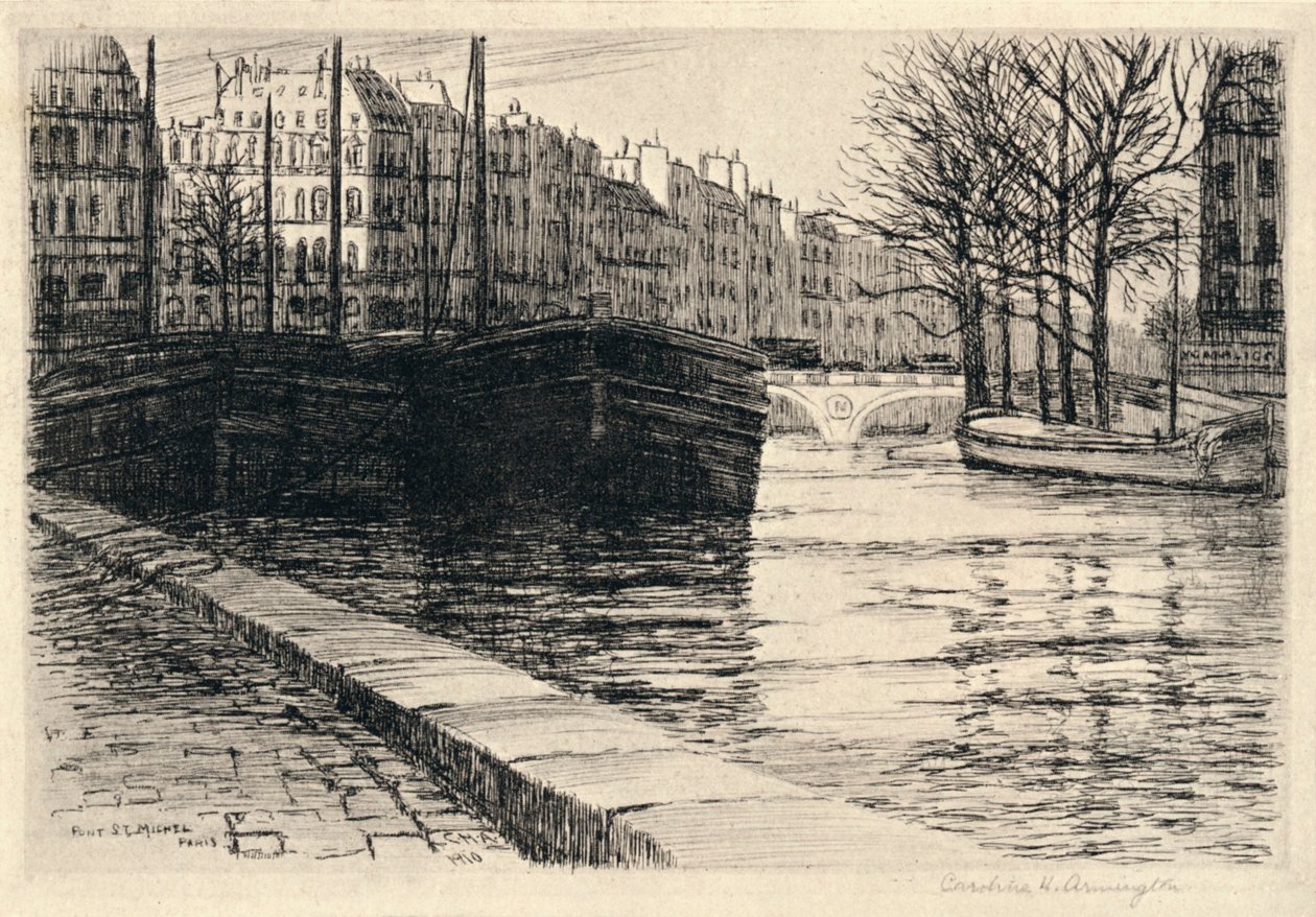 圣米歇尔桥（Pont St Michel），1915年 作者 卡罗琳·海伦娜·阿明顿