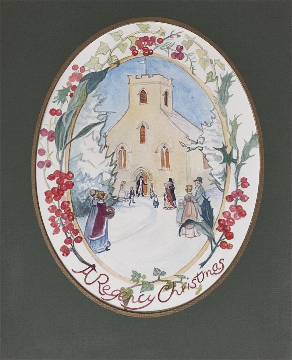 Regency Christmas，2008（wc on paper） 作者 卡罗琳·赫维·巴瑟斯特