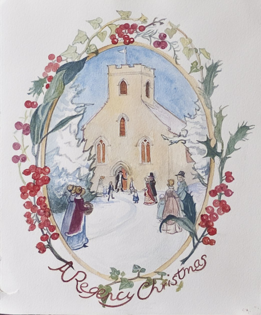 Regency Christmas，2008（wc on paper） 作者 卡罗琳·赫维·巴瑟斯特