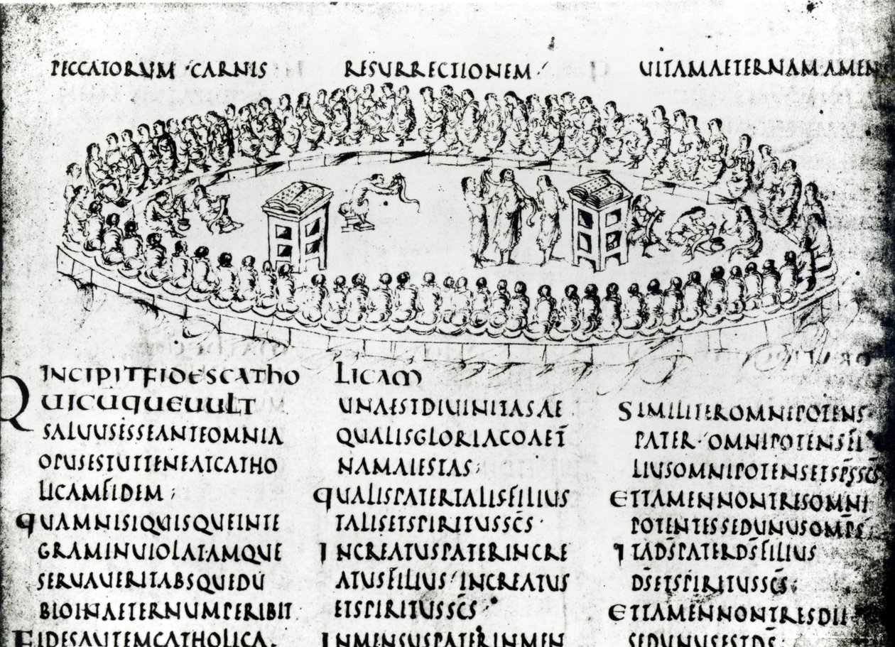 来自乌得勒支Psalter的诗篇之一的场景插图，现在在乌得勒支大学图书馆（笔和墨水）的兰斯原创复制品 作者 加洛林学校