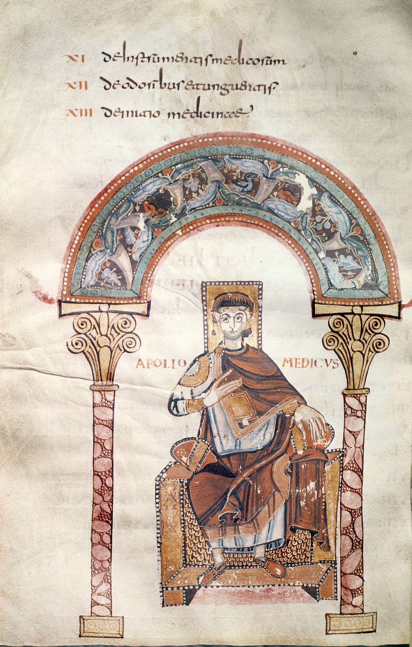 来自Seville的Isidore的Etymologiae的CCII fol.91v Apollo Medicus女士 作者 加洛林学校