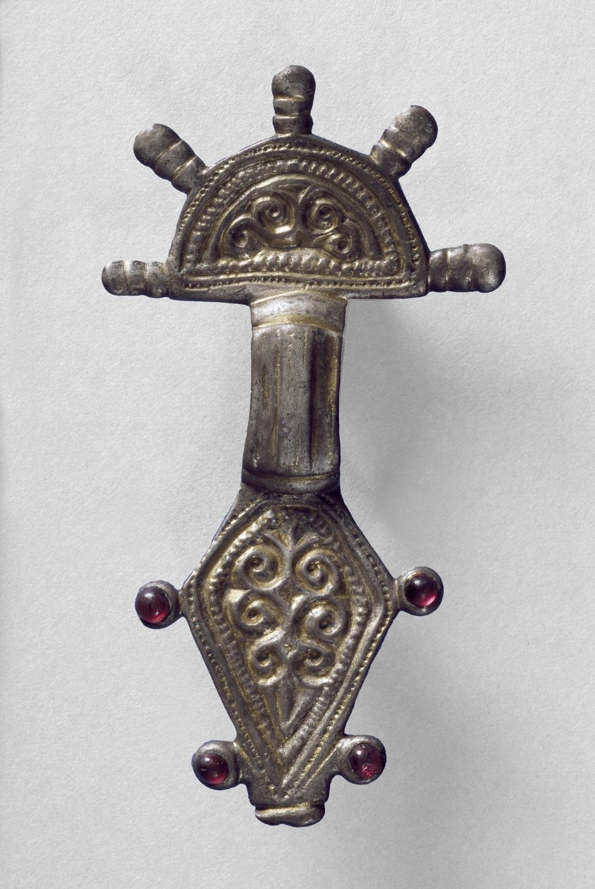 Radode-Headed胸针，来自Marchelepot，Somme，可能是Carolingian，c.7-10世纪（镀金铜合金） 作者 加洛林学校