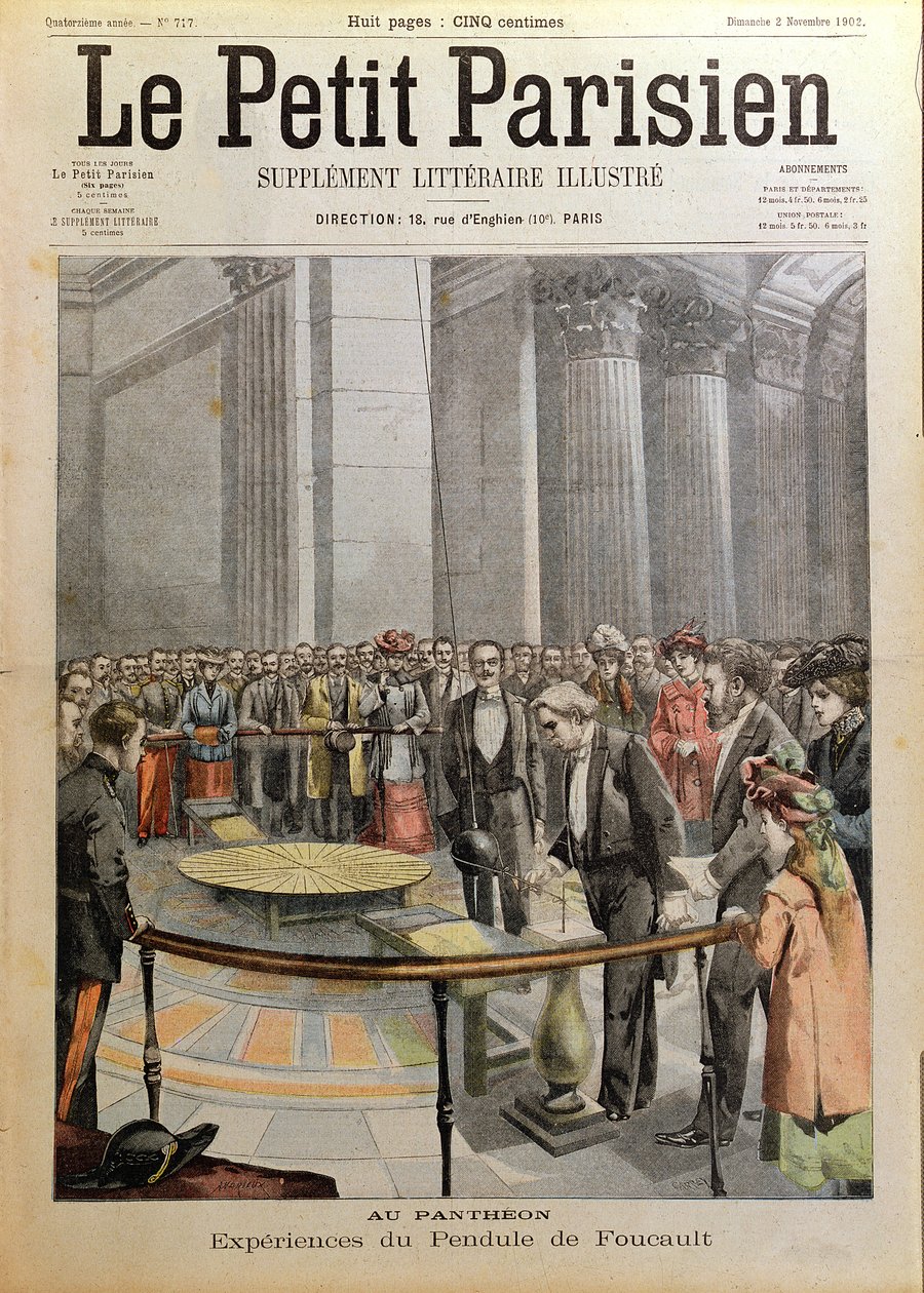 1902年11月2日，来自&39;Le Petit Parisien&39;的巴黎万神殿的福柯钟摆实验 作者 卡瑞