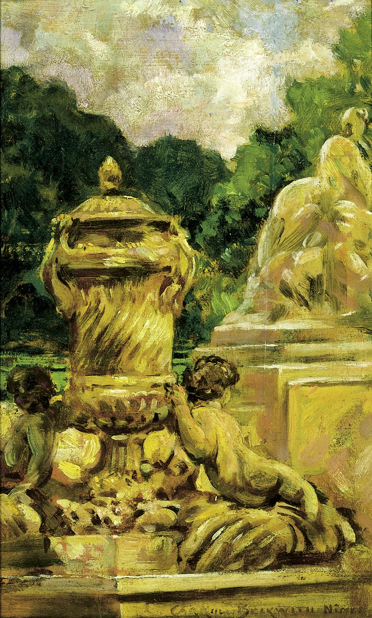 法国尼姆的拉方丹花园，1911年。 作者 卡罗尔·贝克维斯