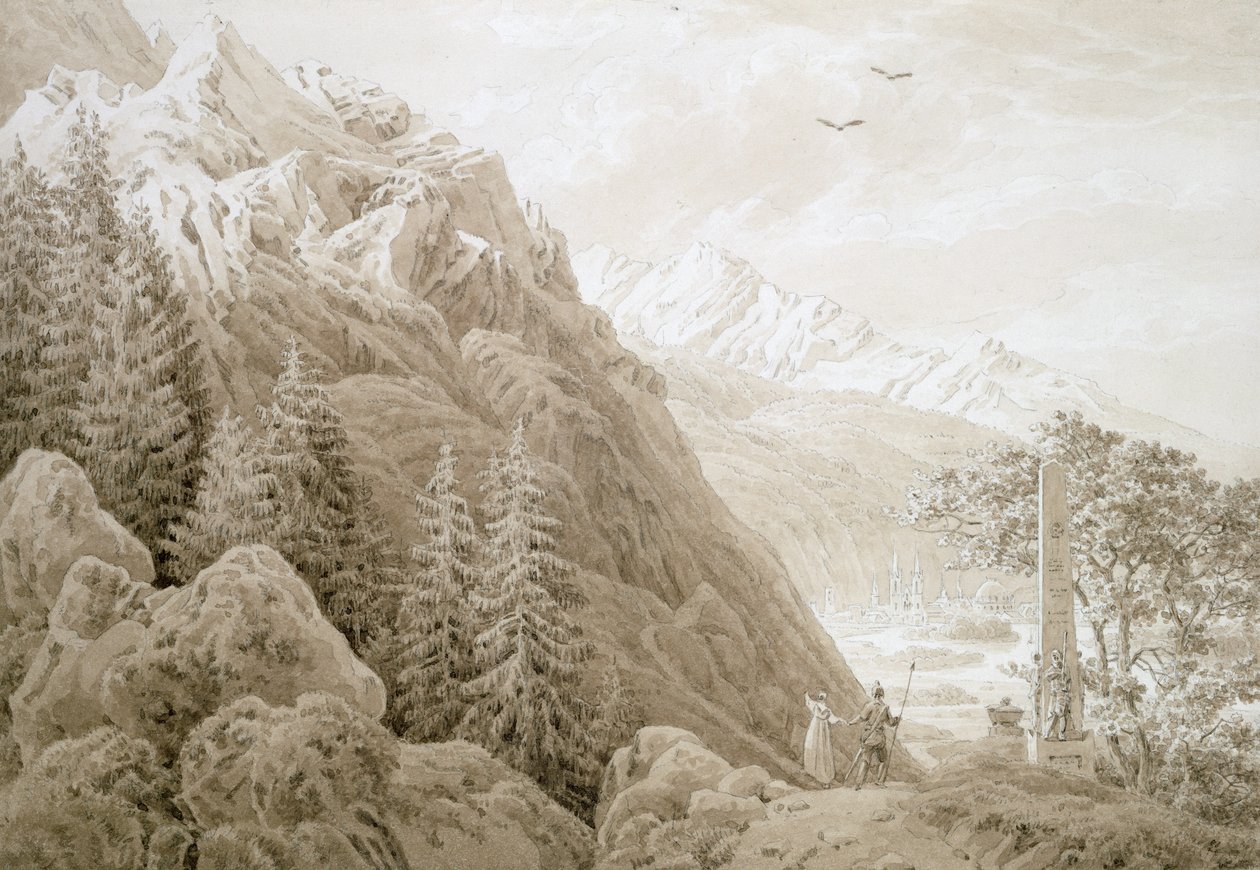 秋天（铅笔在纸上的墨水） 作者 卡斯珀·大卫·弗里德里希（Caspar David Friedrich）