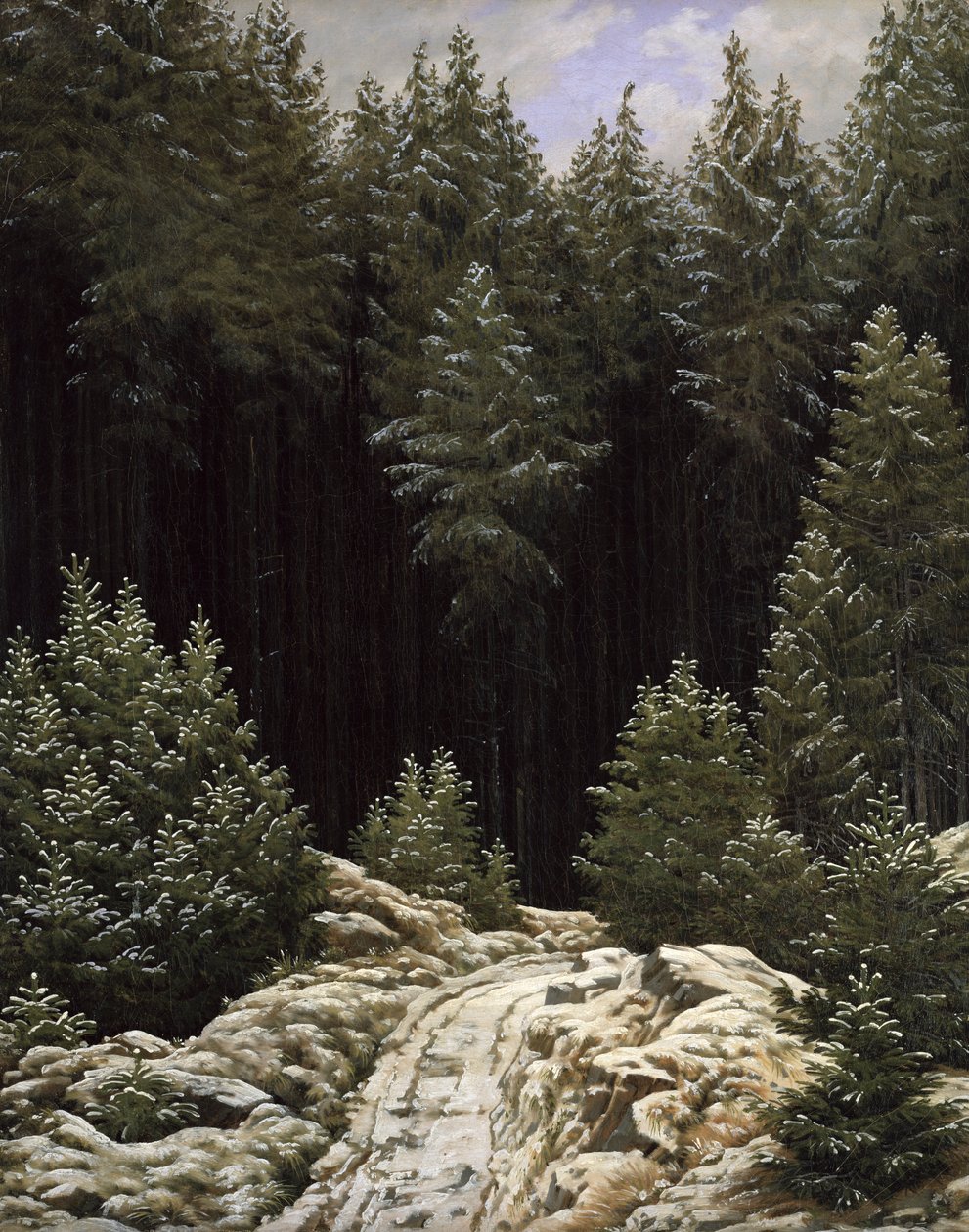 早期的雪，c.1828 作者 卡斯珀·大卫·弗里德里希（Caspar David Friedrich）
