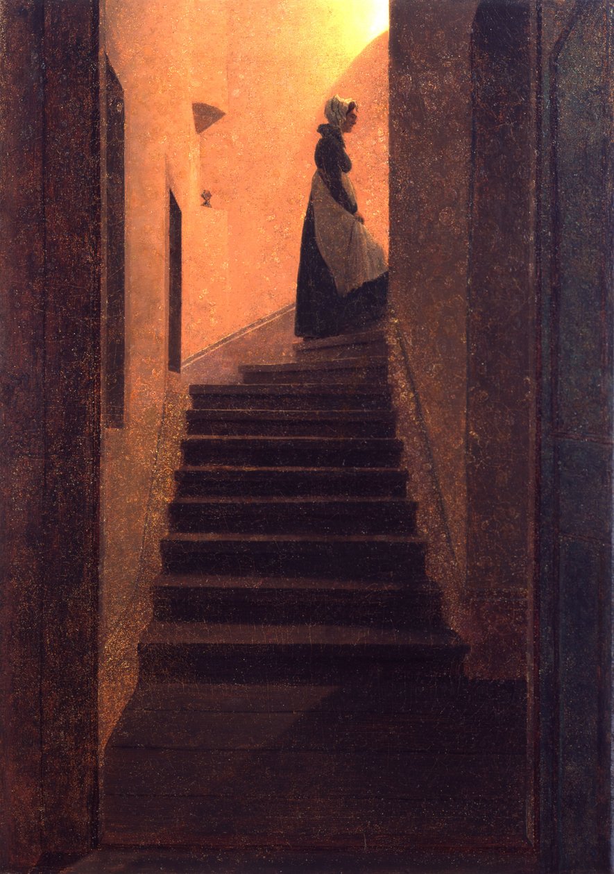 楼梯- Caroline的夫人在台阶 作者 卡斯珀·大卫·弗里德里希（Caspar David Friedrich）