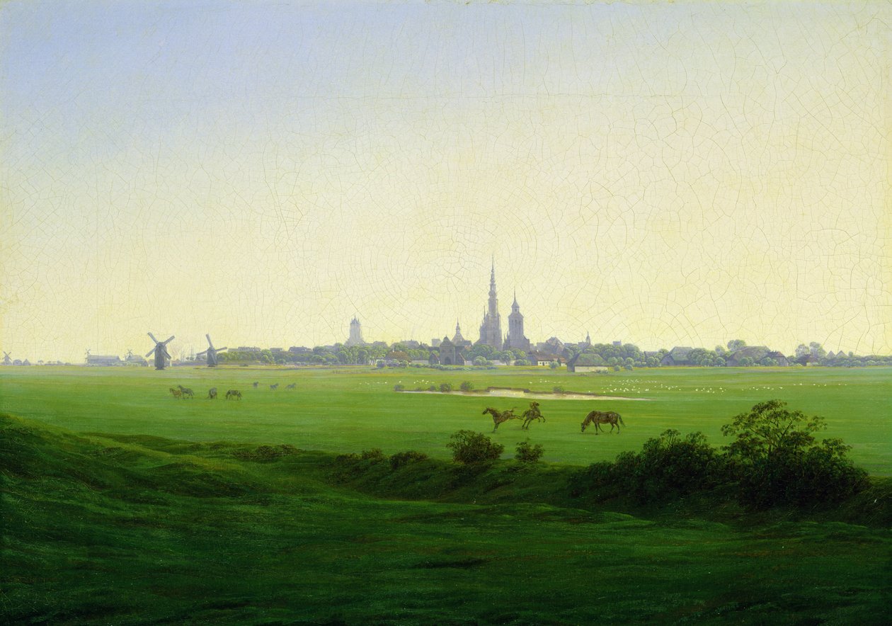 格赖夫斯瓦尔德附近的草地 作者 卡斯珀·大卫·弗里德里希（Caspar David Friedrich）