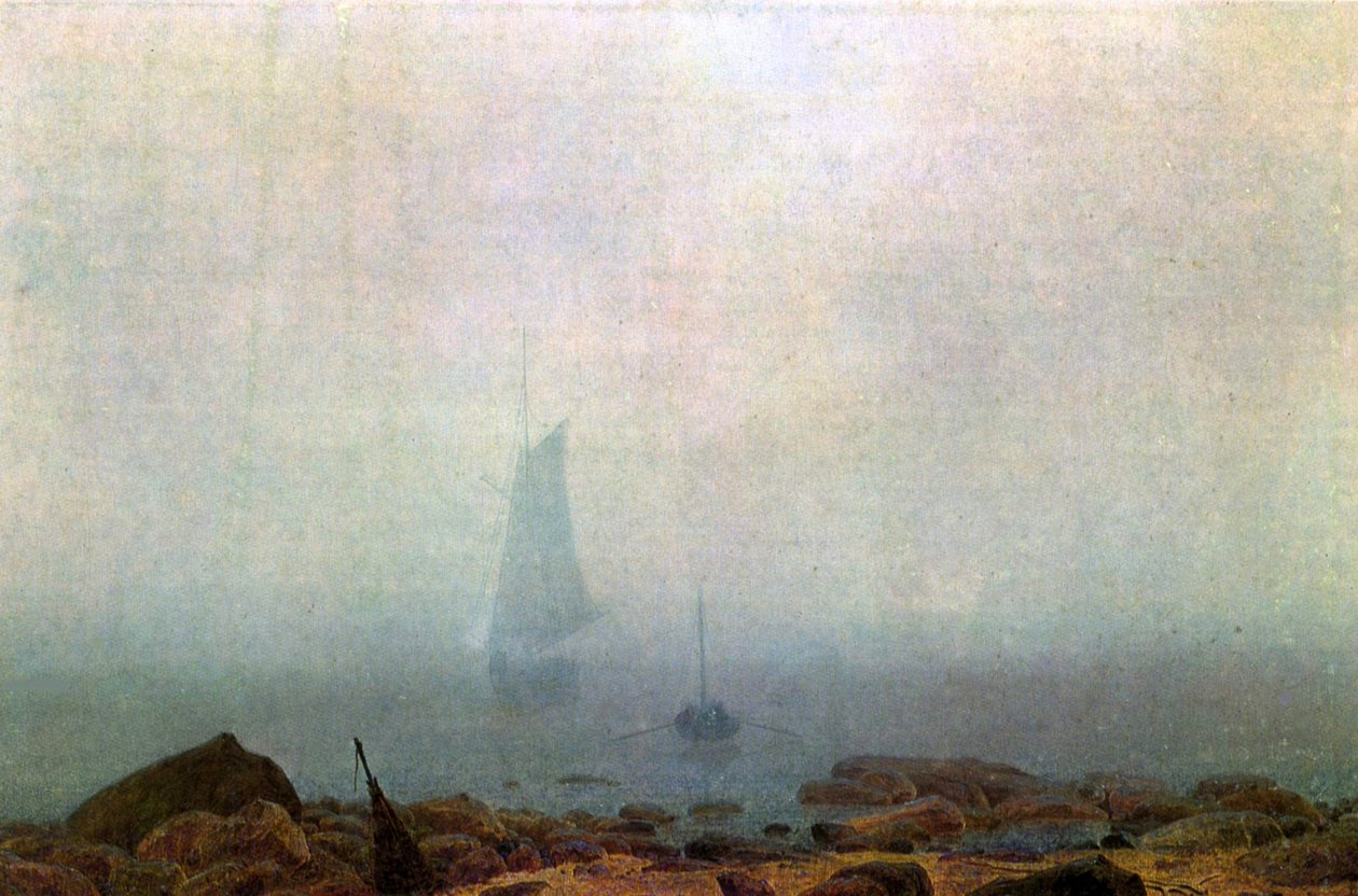 在雾的海海滩 作者 卡斯珀·大卫·弗里德里希（Caspar David Friedrich）