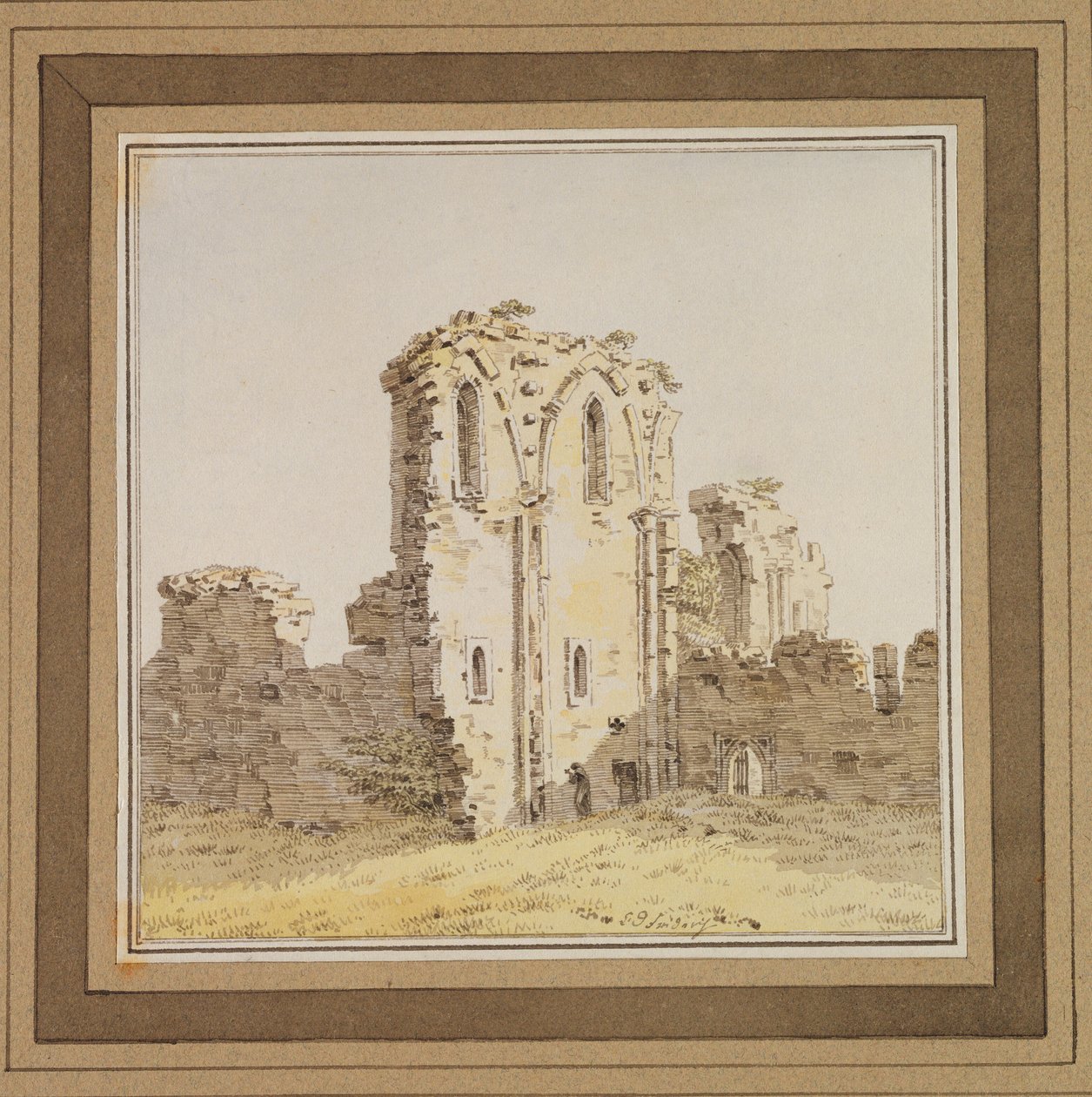 修道院废墟（哥特式教堂废墟），c.1806（钢笔墨水和纸张上的wc） 作者 卡斯珀·大卫·弗里德里希（Caspar David Friedrich）