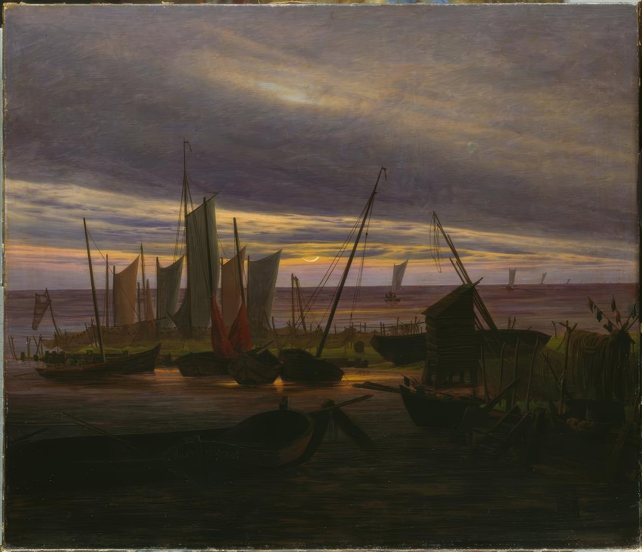 晚上在港口运送 作者 卡斯珀·大卫·弗里德里希（Caspar David Friedrich）
