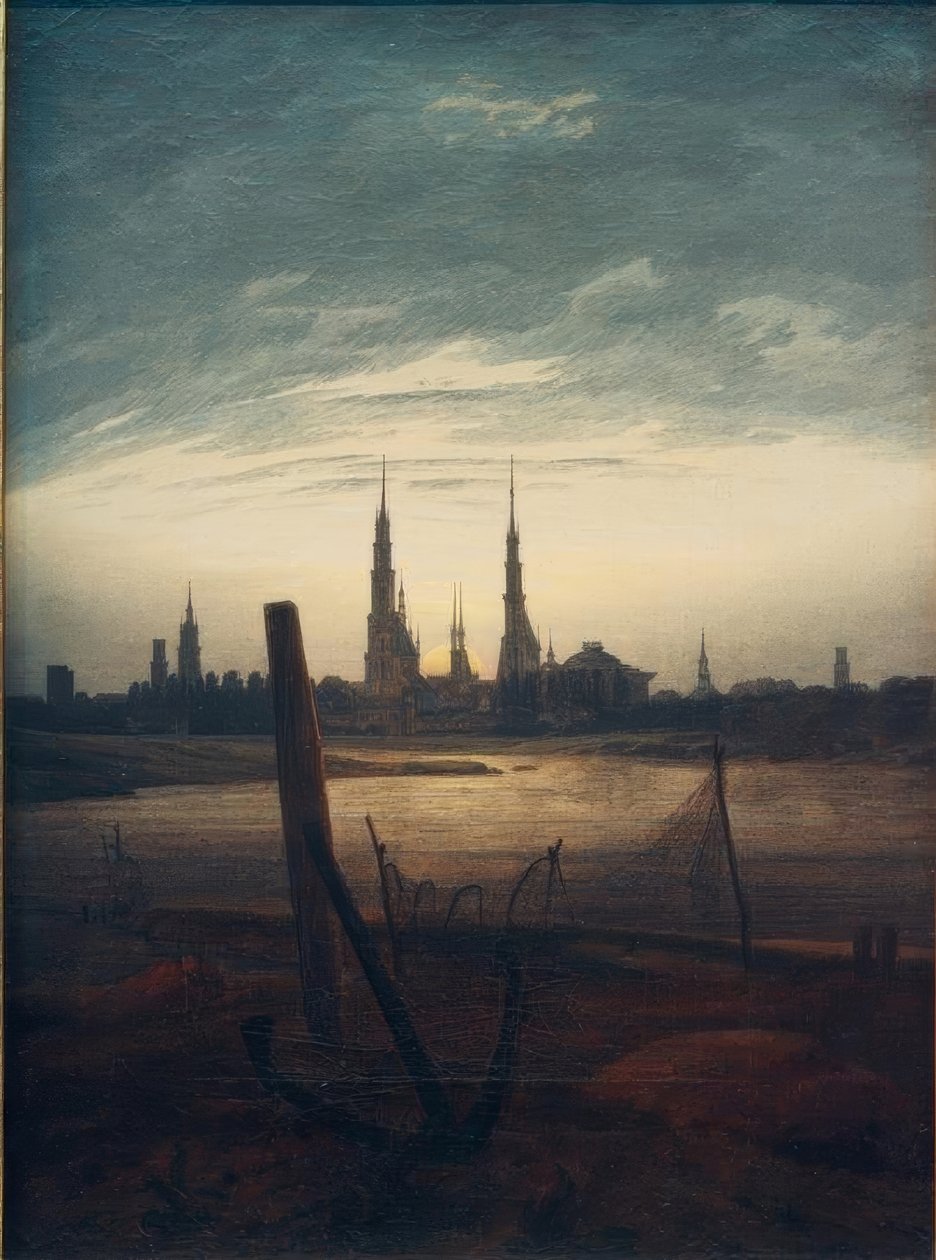 月亮升起的城市 作者 卡斯珀·大卫·弗里德里希（Caspar David Friedrich）