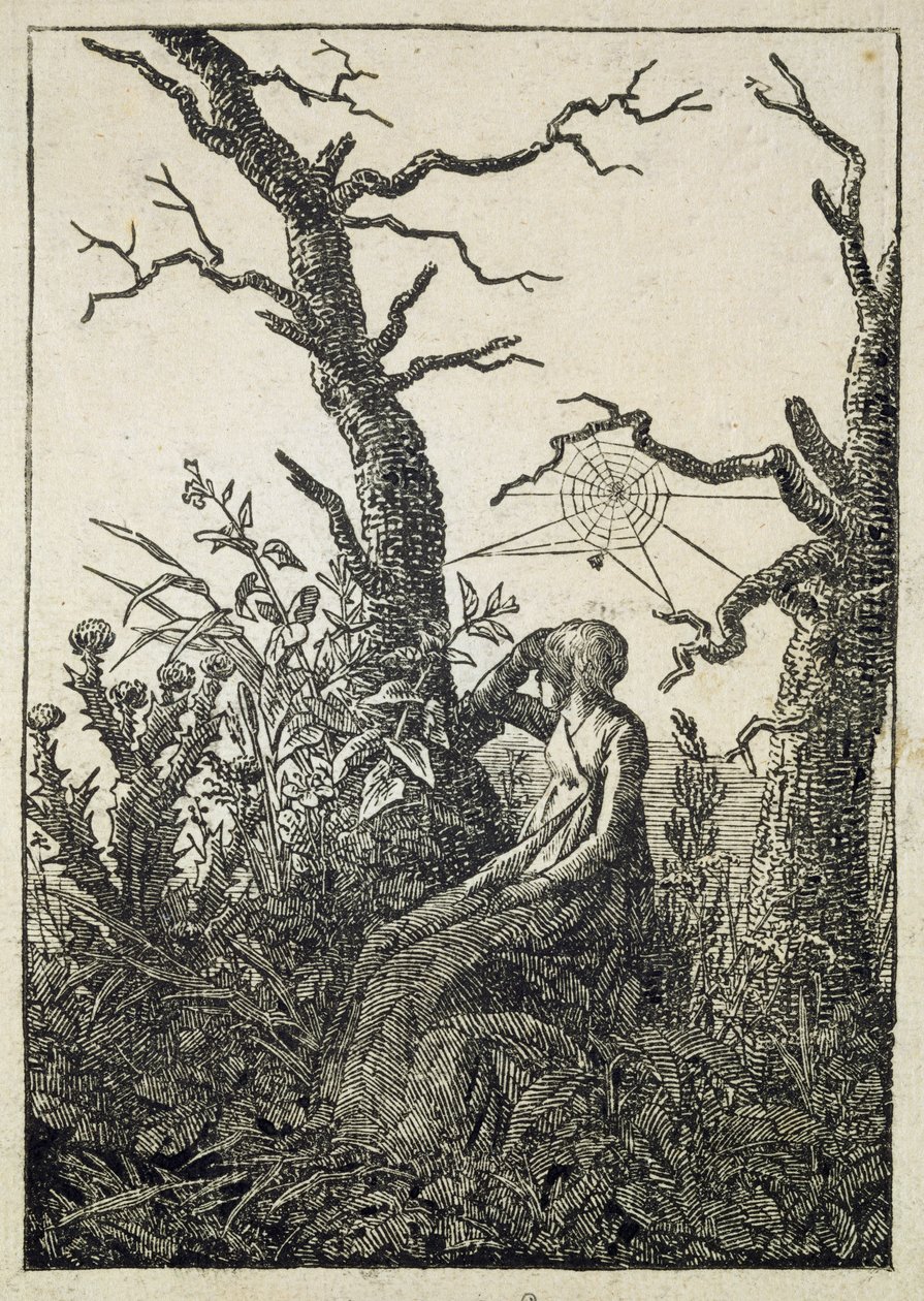 在无叶树中间蜘蛛网的女人 作者 卡斯珀·大卫·弗里德里希（Caspar David Friedrich）