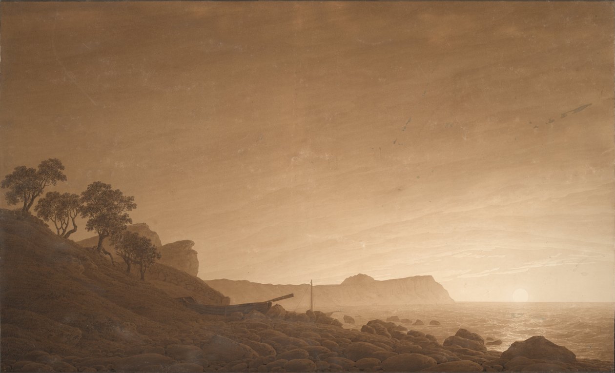 Arkona看法与上升的月亮，c。 1805-1806 作者 卡斯珀·大卫·弗里德里希（Caspar David Friedrich）