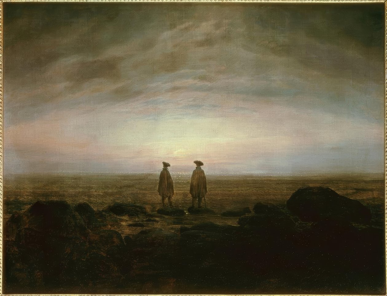 两名男子在海上在月出 作者 卡斯珀·大卫·弗里德里希（Caspar David Friedrich）