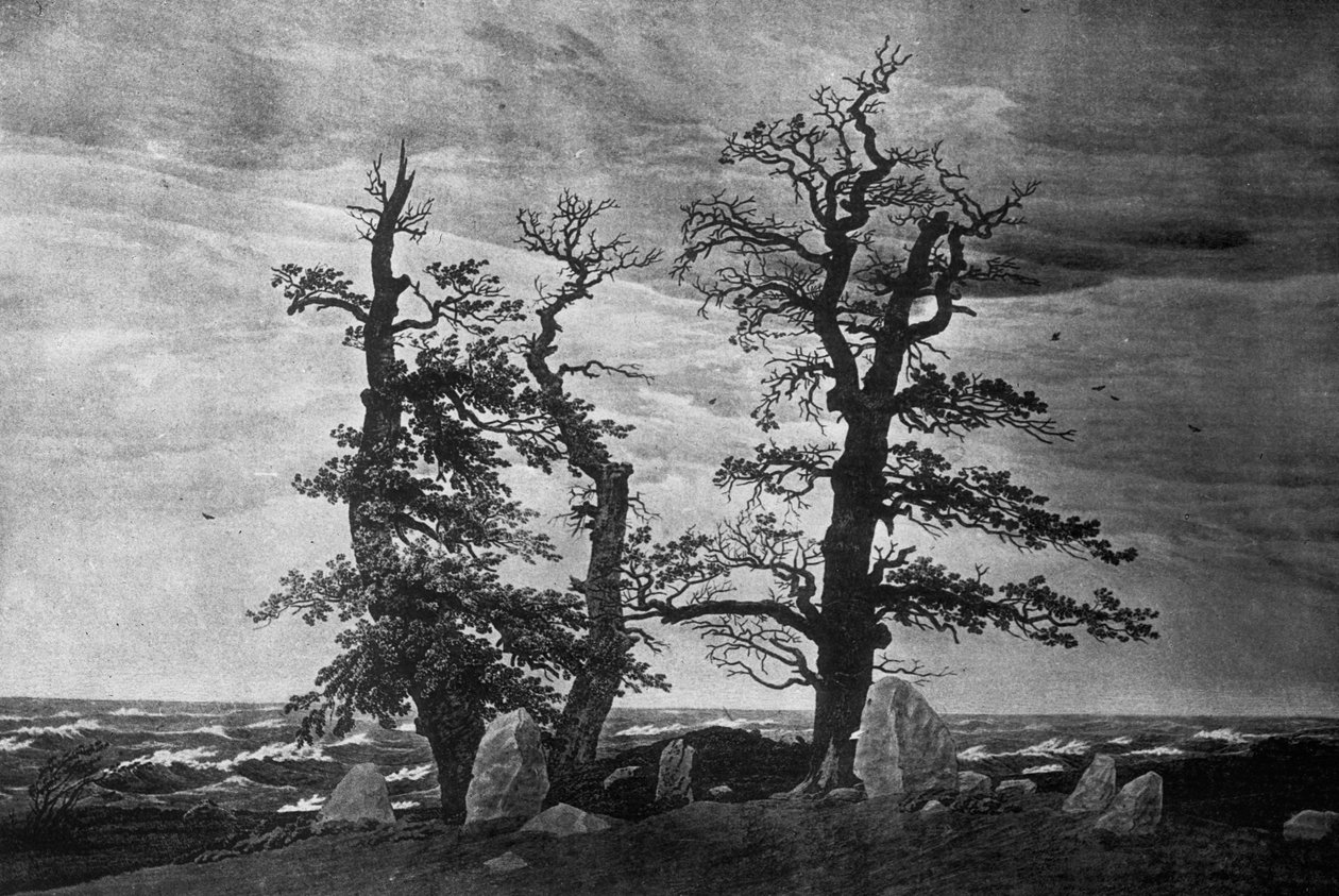 Dolmen by the Sea（铅笔和棕褐色墨水在纸上） 作者 卡斯珀·大卫·弗里德里希（Caspar David Friedrich）