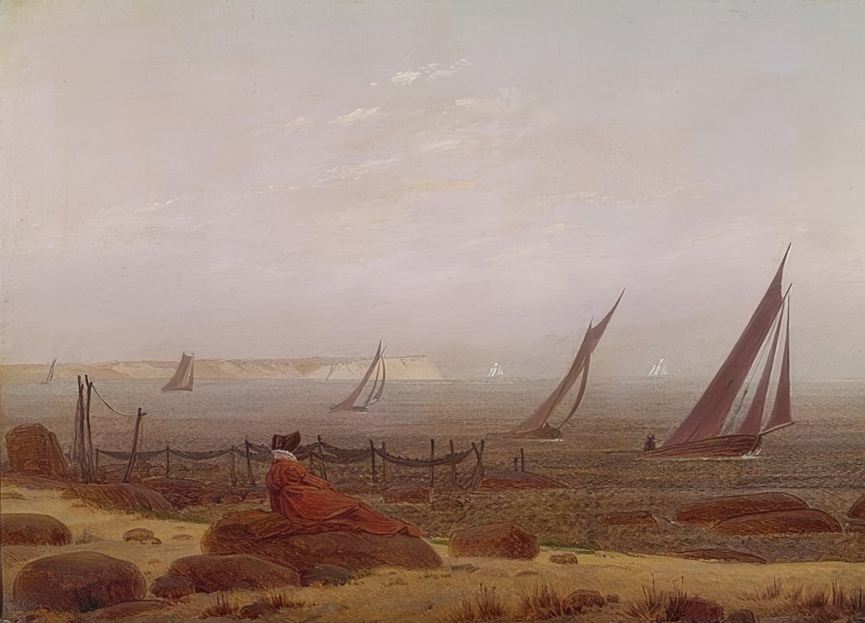 在海边的女人。约于1818年 作者 卡斯珀·大卫·弗里德里希（Caspar David Friedrich）