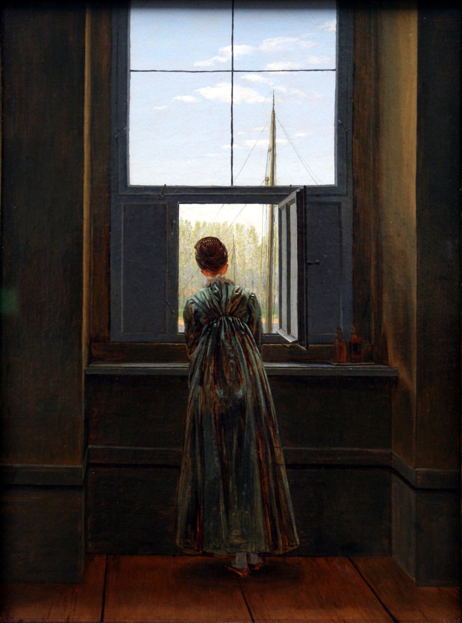 德语: Frau am Fenster 窗边的女人 作者 卡斯珀·大卫·弗里德里希（Caspar David Friedrich）