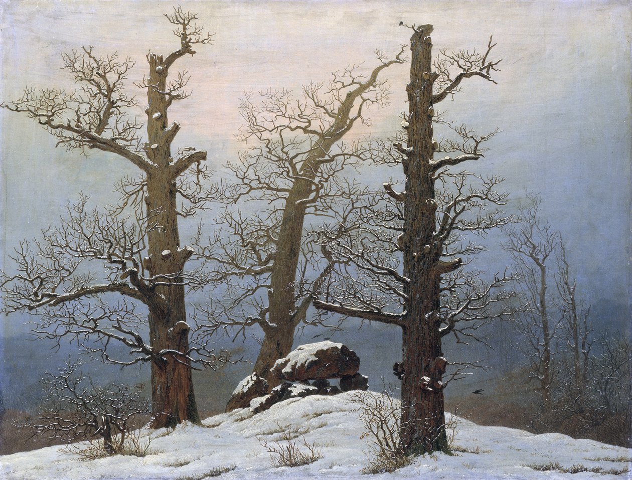 德语: Hünengrab im Schnee 雪中岩穴 作者 卡斯珀·大卫·弗里德里希（Caspar David Friedrich）