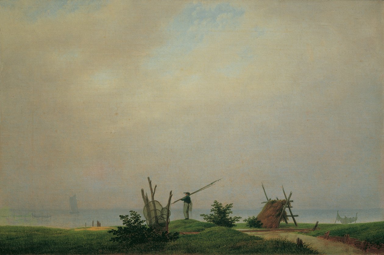 德语: Meeresstrand mit Fischer 有渔夫的海边 作者 卡斯珀·大卫·弗里德里希（Caspar David Friedrich）