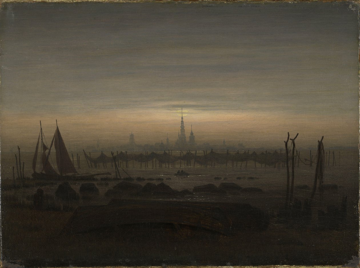 月光下的格赖夫斯瓦尔德 作者 卡斯珀·大卫·弗里德里希（Caspar David Friedrich）