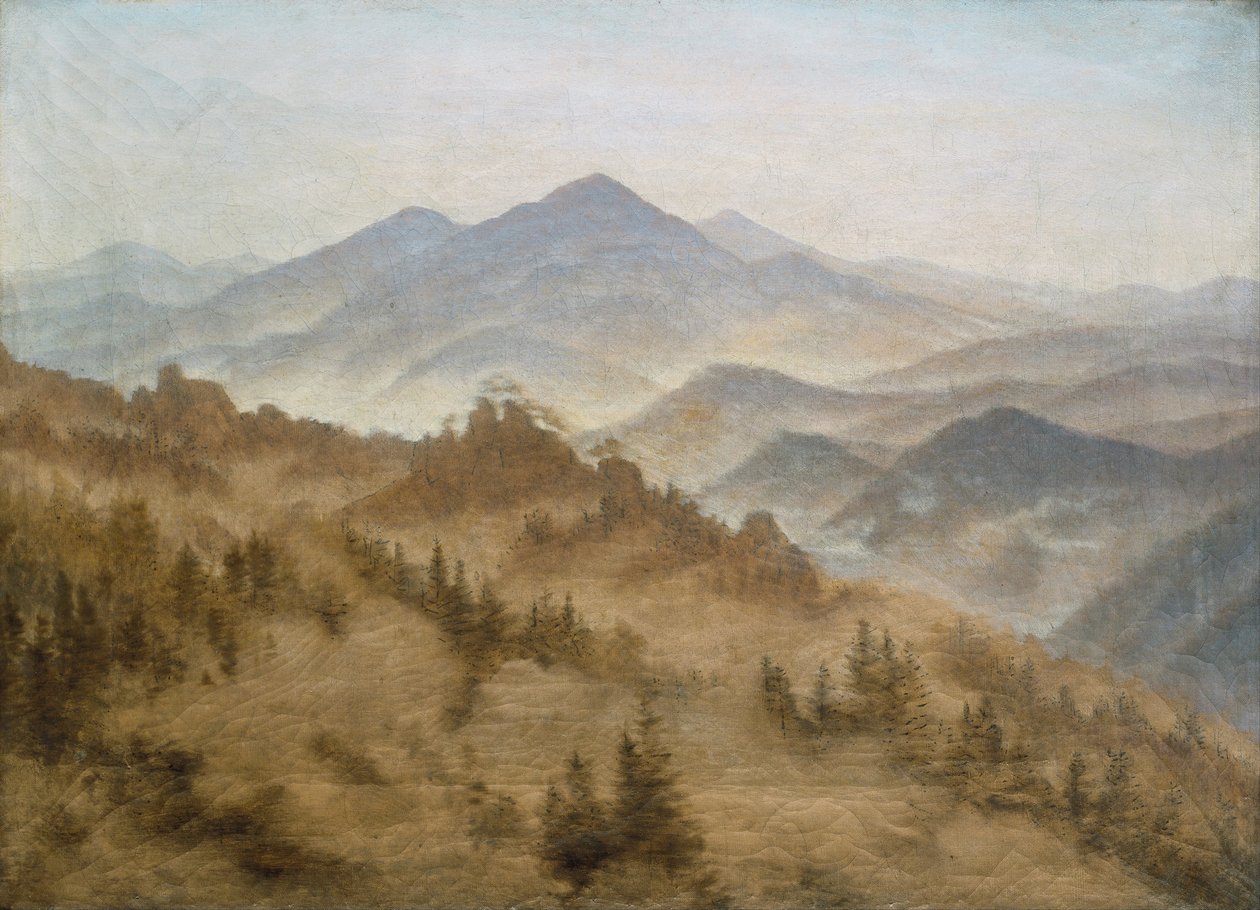 波西米亚山脉与罗森伯格的风景 作者 卡斯珀·大卫·弗里德里希（Caspar David Friedrich）