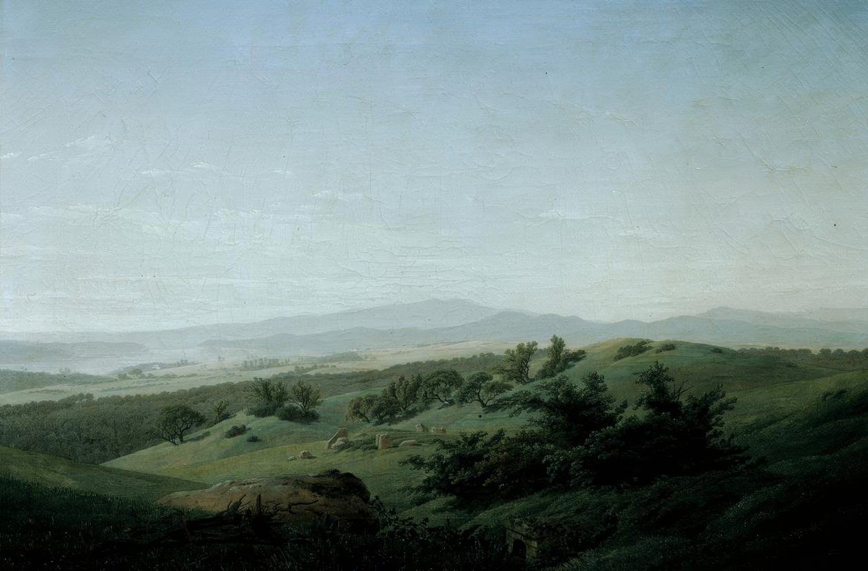 与湖景观 作者 卡斯珀·大卫·弗里德里希（Caspar David Friedrich）