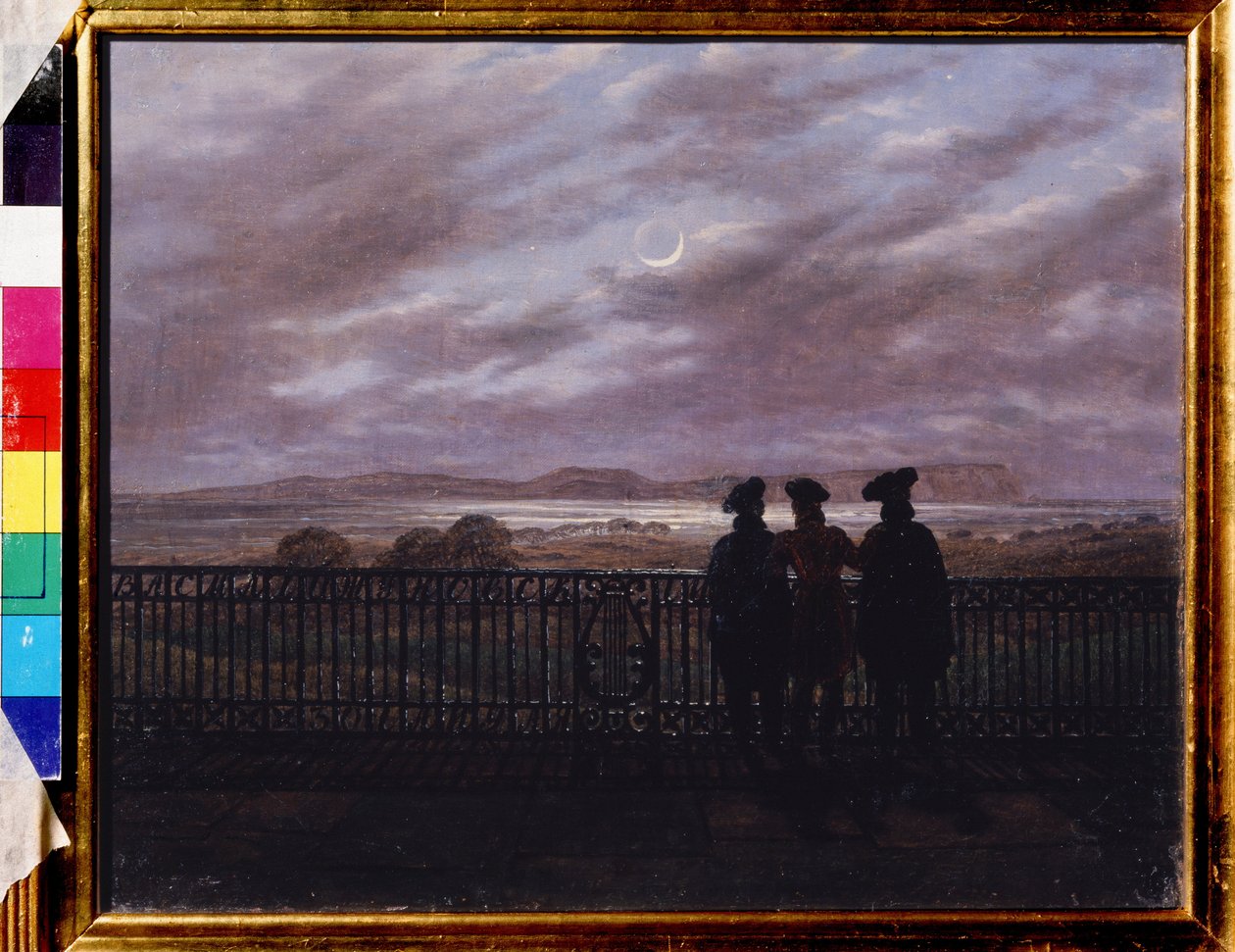 "Les poetes russes Vassili Joukovski (Zhukovsky) (1783-1852), Ivan Tourgueniev (Tourgueneff) (1818-1883) et Alexandre Ivan Tourgueniev (verse 1784-1846)) (The Poets V.A. Zhukovsky, Ivan Sergeyevich Turgenev and Aleksandr Ivanovich Turgenev) Peinture de Cas 作者 卡斯珀·大卫·弗里德里希（Caspar David Friedrich）