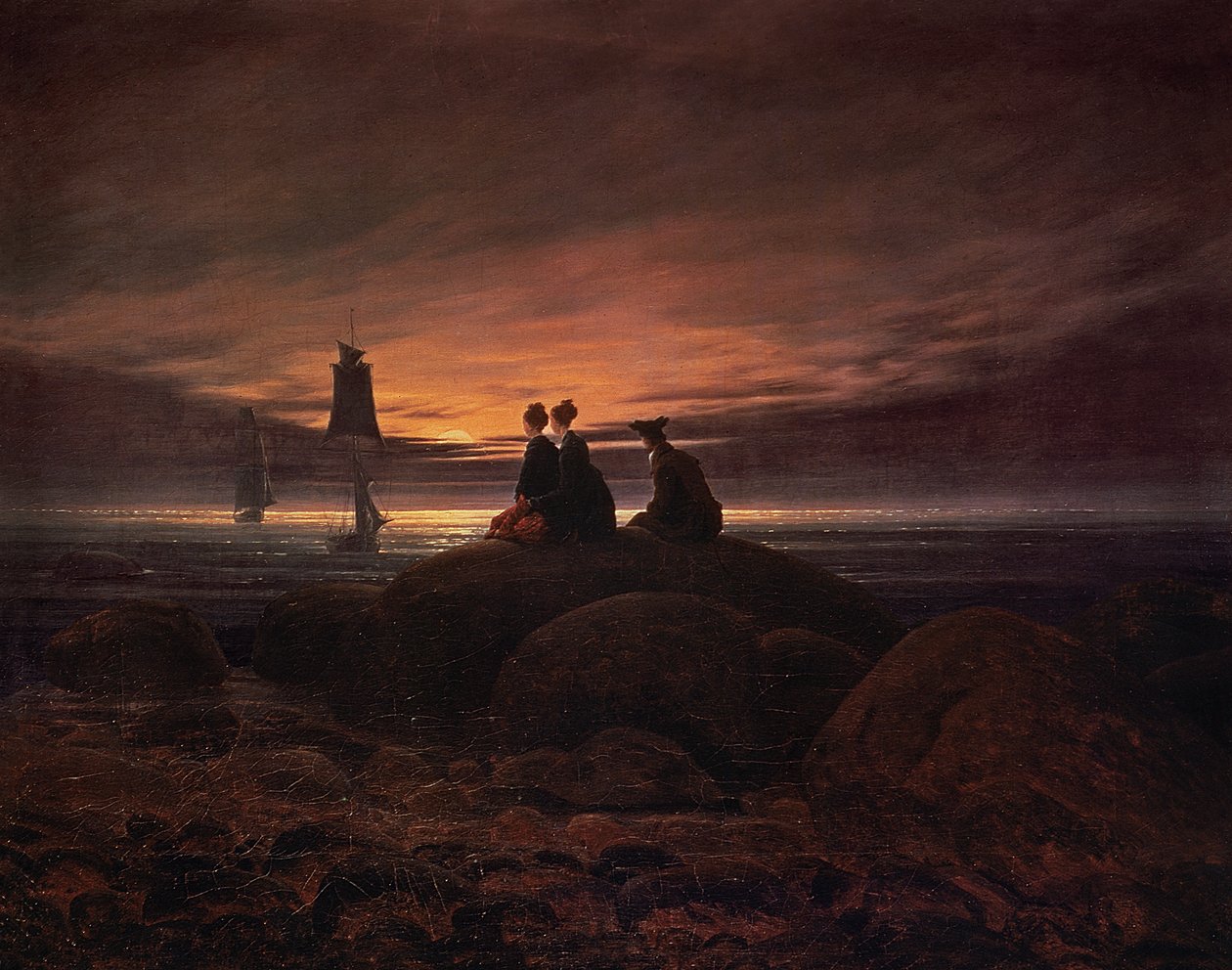 月亮在海上升起 作者 卡斯珀·大卫·弗里德里希（Caspar David Friedrich）