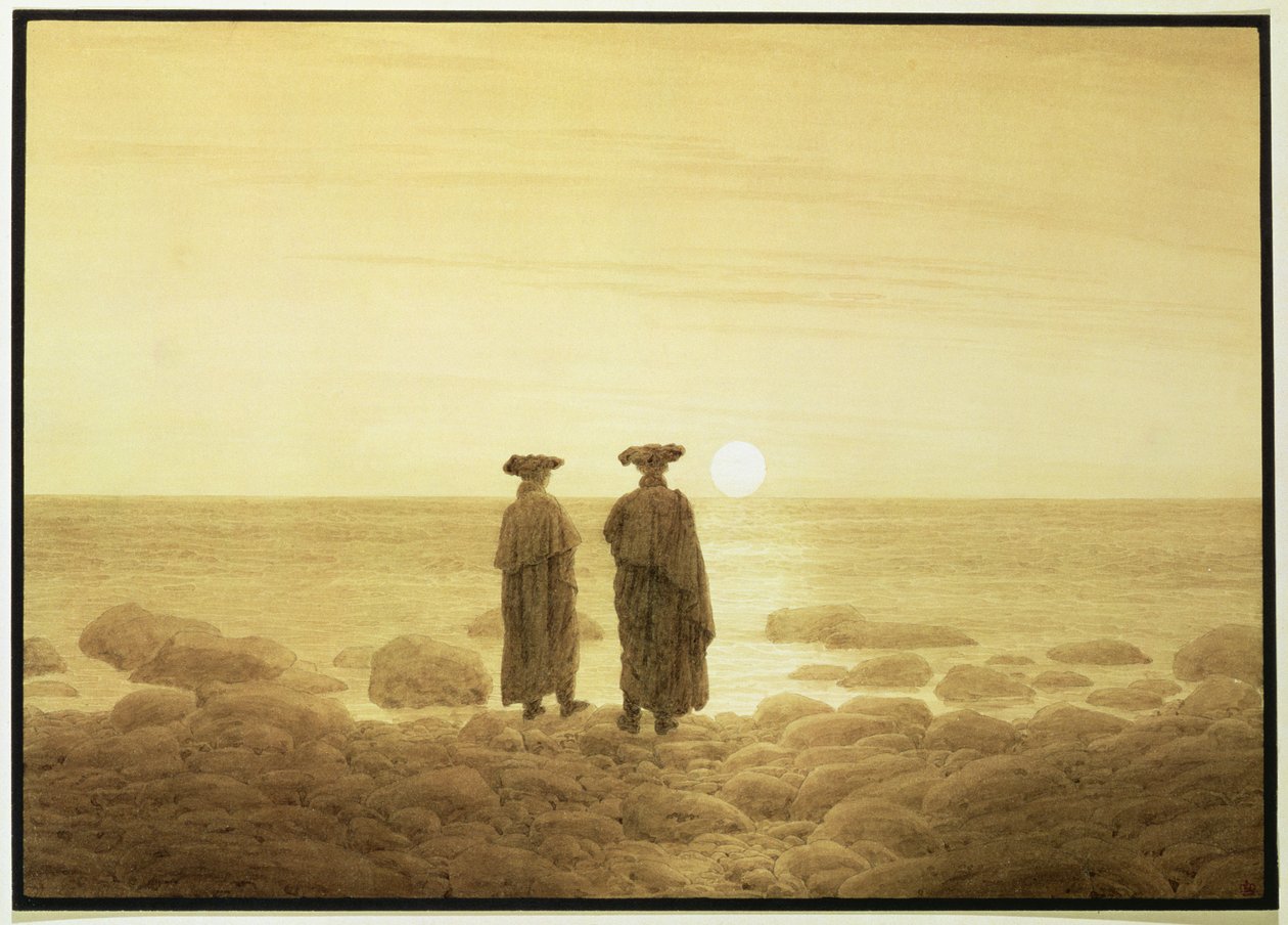 月出，1835-7（乌贼墨洗铅笔） 作者 卡斯珀·大卫·弗里德里希（Caspar David Friedrich）